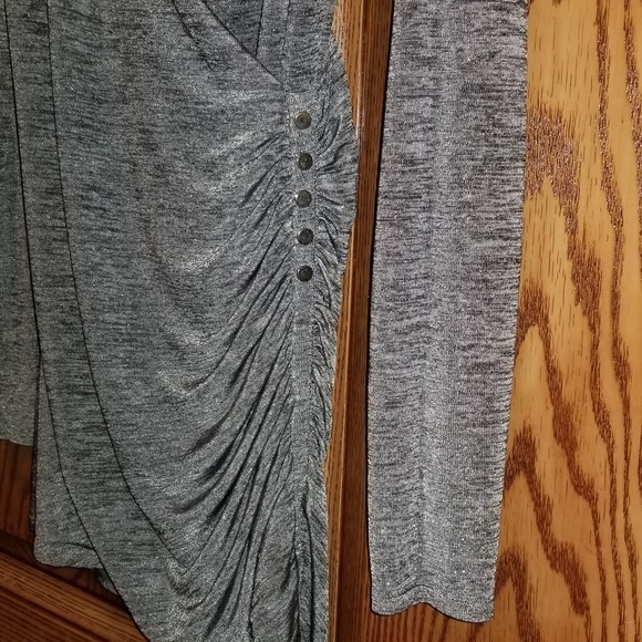 WHITE HOUSE BLACK MARKET Silver wrap front top - Picture 2 of 4